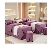 Set lenzuolo da massaggio di lusso in lino di cotone spesso, copertura per salone di bellezza resistente alle rughe in 4 pezzi, biancheria da letto spa tra Viola Square bedside 185*70cm (72.8*31.5in）