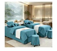 Set lenzuolo da massaggio in morbido cotone e lino, copriletto di lusso in 4 pezzi, per salone di bellezza, spessa copertura per fumigazione con federa Lake Blue Square bedside 180*60cm(70.8*23.6in)