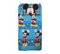 Topolino Mickey Mouse, Set Lenzuolo Letto Singolo, Completo Letto Singolo Disney, Lenzuolo Sopra, Lenzuolo Con Angoli, Federa, Blu, Disney, 100% Cotone, Prodotto Ufficiale