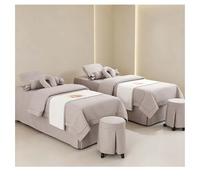 Set lenzuolo spa in misto cotone e lino Copri lettino da massaggio con foro per il viso, gonna da letto, federa copripiumino per salone di bellezza 4 Light Brown Square bedside 180*60cm(70.8*23.6in)