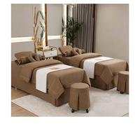 Set lenzuolo spa in misto cotone e lino Copri lettino da massaggio con foro per il viso, gonna da letto, federa copripiumino per salone di bellezza 4 Dark Brown Square bedside 190*70cm (74.8*27.5in)