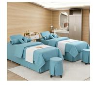 Set lenzuolo spa in misto cotone e lino Copri lettino da massaggio con foro per il viso, gonna da letto, federa copripiumino per salone di bellezza 4 pez Sky Blue Square bedside 180*60cm(70.8*23.6in)