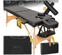 TecTake® Set Lettino da massaggio con Rulli, Lettino Massaggio Portatile Regolabile, Lettino Pieghevole con Comoda Imbottitura, Borsa per Trasporto Inclusa - Nero