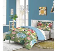 Set letto completo Dream Factory Kids da 7 pezzi, in microfibra super morbida e facile da lavare, con copripiumino e federa, motivo: animali da c