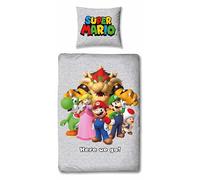 Set letto - MARIO BROS - Super Mario e i suoi amici - Microfibra - 1 copripiumino 140 x 200 cm + 1 federa 63 x 63 cm