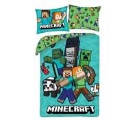 Set Letto MINECRAFT Copripiumino 140x200cm Federa STEVE ALEX CREEPER PANDA Orig