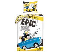 Set Letto MINIONS Trio Auto EPIC FAIL Copripiumino 140x200cm Federa Despicable Me Cattivissimo Me Cotone Multicolore