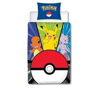 Set letto - POKEMON - Pikachu e Pok-ball - Microfibra - 1 copripiumino 140 x 200 cm + 1 federa 63 x 63 cm