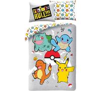 Set Letto POKEMON Pikachu Squirtle Charmander COPRIPIUMINO Poliestere 140x200