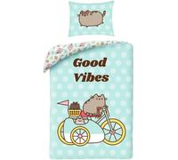 Pusheen Set Copripiumino Singolo Buono Vibes a Pois Cotone Reversibile Ue Misura