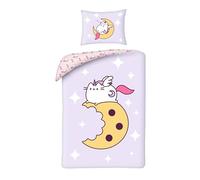 Halantex Set Letto PUSHEEN il gatto HALF MOON - Copripiumino 140x200cm con federa 70x90cm - Microfibra - Viola