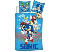 Set letto singolo bambini 1 copripiumino e 1 federa Sonic Running 100% cotone