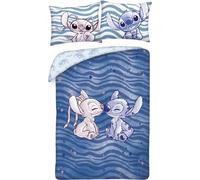 Set Letto STICH bacia ANGEL - da Disney Lilo e Stitch - Copripiumino Reversibile 140x200cm e Federa 70x90cm - Multicolore - 100% Cotone