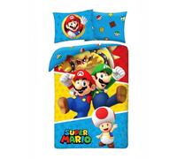 Set Letto SUPER MARIO con Luigi Toad Bowser - Copripiumino 140x200cm con federa 70x90cm - 100% Cotone Multicolore