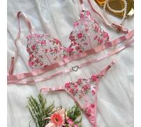 Set Lingerie Donna Pizzo per trasparente per cuore Set Lingerie | Pizzo per trasparente, design per cuore, morbido al tatto, ideale per lune di per miele, club, camera da letto(Pink M)