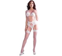 Set Lingerie Pizzo con Calze Chilirose CR 4862 - Bianco, M