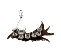 Set liquore 6 bicchieri 60ml e bottiglia con vero corno di daino. caccia. 173704