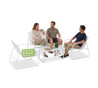 Set Lounge da Esterno 4 Pezzi - Salotto da Giardino con 2 Sedie, Divanetto e Tavolino - Struttura in Ferro e Seduta in Textilene - Portata 240kg/120kg