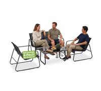 Set Lounge da Esterno 4 Pezzi - Salotto da Giardino con 2 Sedie, Divanetto e Tavolino - Struttura in Ferro e Seduta in Textilene - Portata 240kg/120kg