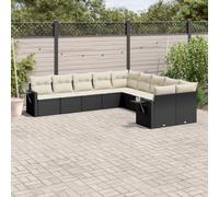Set lounge modulare in rattan nero PE da 10 pezzi, tavolino con alzata a gas, cuscini per rivestimento lavabile rimovibile, mobili da giardino per terrazza e patio