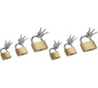 Set Lucchetti in Ottone, 25 mm, 30 mm e 40 mm con Chiavi, 3 pezzi (Confezione da 2)