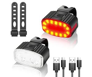 Set luci per bici, luci per bici impermeabili ricaricabili anteriori e posteriori 4+6 modalità di illuminazione per la guida notturna, adatte per uomini, donne, giovani e bambini davanti dietro