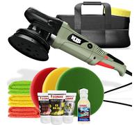 Set lucidante per auto, lucidatrice eccentrica H15, 720 W, 15 mm, hub 125 mm, piastra di supporto + 3 lucidanti Sonax Profiline da 50 ml + 3 tamponi lucidanti da 150 mm + 3 panni per lucidatura, set
