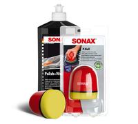 Set Lucidante SONAX Polish & Wax per Auto Nero 500 ml + P-Ball Polierball