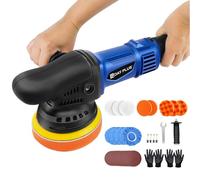 Set lucidatrice per auto, 920 W, doppia azione, 120 mm, 6 velocità variabile 2800 - 5800 giri/min, 32 pezzi, con tampone lucidante da 127 mm, per auto, barca, auto