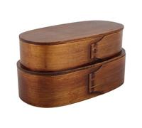 Set Lunch Box Contenitore per Alimenti in Legno Giapponese per Studenti e Lavoratori Divisorio a Doppio Strato 19x10x9,5 Cm (Scatola per il pranzo a doppio strato color)