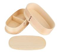 Set Lunch Box Contenitore per Alimenti in Legno Giapponese per Studenti e Lavoratori Divisorio a Doppio Strato 19x10x9,5 Cm (Scatola da pranzo a doppio strato color legno 19)