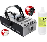 Set Macchina Fumo 1500W Effetto Nebbia DJ Eventi Telecomando DMX con 1L Liquido