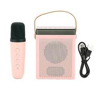 Set Macchina Karaoke con Luce RGB Ricaricabile Altoparlante Bluetooth 5W 2.2 Pollici 1800mAh 1 Microfono Wireless 360 Surround Sound Mini Karaoke Portatile per Feste in Casa KTV (Rosa)