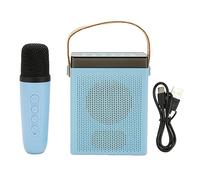 Set Macchina Karaoke con Luce RGB Ricaricabile Altoparlante Bluetooth 5W 2.2 Pollici 1800mAh 1 Microfono Wireless 360 Surround Sound Mini Karaoke Portatile per Feste in Casa KTV (Blu)