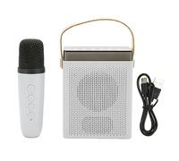 Set Macchina Karaoke con Luce RGB Ricaricabile Altoparlante Bluetooth 5W 2.2 Pollici 1800mAh 1 Microfono Wireless 360 Surround Sound Mini Karaoke Portatile per Feste in Casa KTV (Bianca)