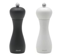 Set Macina Pepe e Macina Sale Linea Rimini in Legno di Faggio - Macina Sale Laccato Bianco con Macina in Ceramica- Macina Pepe Laccato Nero con Macina in Acciaio Temprato - 18 cm - BISETTI