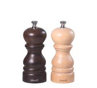 Set Macina Pepe Manuale con Macina in Acciaio Temprato in Legno di Faggio e Macina Sale Manuale con Macina in Ceramica ad Alta Resistenza in Legno di Faggio Linea Roma 13 cm-BISETTI