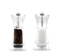 Set Macina Sale e Macina Pepe Manuale Verona in Acrilico 13cm, Macinino Manuale per Sale con Macina in Ceramica ad alta resistenza, Macina Pepe con Macina in Acciaio Temprato - BISETTI