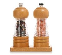 Set macina sale e pepe, 2 pezzi da 12,7 cm, in legno, macinini manuali per sale e pepe da cucina, ricaricabili e regolabili, per pepe, sale, spezie