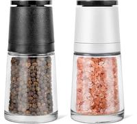 Set Macina Sale E Pepe, Agitatore per Macina Sale E Pepe Regolabili in Ceramica per Grossolanità Ricaricabile, con Corpo in Vetro Trasparente, White