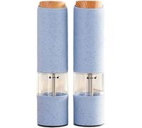 Set macina sale e pepe elettrico con luce a LED, macinaspezie automatico regolabile, confezione da 2 macinini per erbe (verde), blu, 2 pezzi