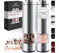 Set macina sale e pepe elettrico, funzionamento a batteria, in acciaio inox, con luce (2 mulini), funzionamento automatico con una sola mano, shaker elettronico regolabile, macinino in ceramica