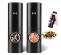 Set macina sale e pepe elettrico, macinapepe automatico a batteria, macina pepe in ceramica con grana regolabile, luce LED e macinasale ricaricabile, funzionamento con una sola mano (set)