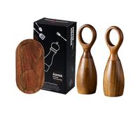 Set macina sale e pepe in legno, macinapepe manuale, macinapepe manuale, macinapepe manuale con anima in ceramica, ricaricabile, per cucina e barbecue