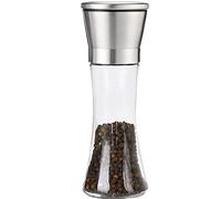Set macina sale e pepe manuale in acciaio inox regolabile in ceramica con corpo in vetro trasparente ricaricabile sale marino pepe shaker per cucina (alto)
