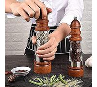 Set macina sale e pepe Peperoncino di legno di alta qualità con il macina sale manuale della fabbrica di profumi, il macinino in ceramica regolabile è facile da riempire e ricaricare 2 pezzi macina sale e macina pepe