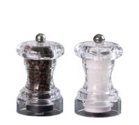 Set Macina Sale e Pepe Perugia in Acrilico, 10 cm, Made in Italy, Set Macina Sale Manuale con Macina in Ceramica e Macina Pepe Manuale con Macina in Acciaio, Macinino Sale e Pepe Resistente - BISETTI