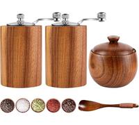 Set macina sale e pepe, ricaricabile, manuale, grana regolabile, con manico, confezione da 2