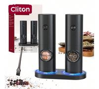 Set Macinasale e Macinapepe Elettrico, Monouso, A Batteria, Con Grado Di Macinatura Regolabile, Luce LED, Macine Per Pepe Con Base Di Appoggio, Utensili Per Condire In Cucina, Per Uso Domestico O Come