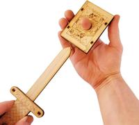 Set magico fai da te in legno fatto a mano, scatola per matite magiche, trucco magico con spada attraverso le dita, con scatola magica fai da te e set di monete per bambini e adulti (spada di legno)